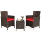FORCLOVER 3-Piece Wicker Patio Conversation Set with Red Cushions COWY-RE67050
