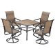 Outsunny Brown 5-Piece Metal Outdoor Dining Set with Umbrella Hole 84B-802