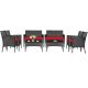 HONEY JOY 8-Piece Wicker Patio Conversation Set with Coffee Table and Red Cushions TOPB004237