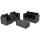 Gymax 4PCS Rattan Patio Conversation Set Outdoor Furniture Set w/Black Cushions GYM06957