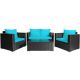 FORCLOVER 4-Piece Wicker Patio Conversation Set with Turquoise Cushions COWY-ATU65410