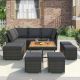 FORCLOVER 10-Piece Wicker Patio Conversation Set with Gray Cushions and Coffee Table, Ottomans TUSMFDH06