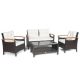 Gymax 4-Piece Rattan Patio Conversation Set Sofa Furniture Set with Off White Cushions GYM09343