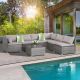 MIRAFIT Gray Wicker 7-Piece Patio Rattan Furniture Set Cushioned Sofa Chair With Gray Cushions FT-ZJ112GREY