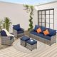 MIRAFIT 5-Piece Patio Rattan Furniture Set Cushioned Sofa Chair Coffee FT-ZJ118BROWN