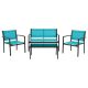 CorLiving Everett Teal 4-Piece Metal Patio Conversation Set PJC-353-S