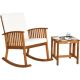 FORCLOVER 2-Piece Acacia Wood Patio Conversation Set with Beige Cushions and Rocking Chair in Rustic and natural style CWT-2P887
