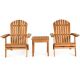 FORCLOVER 3-Piece Wood Patio Conversation Set with Adirondack Chair Set CWT-3PSGY880