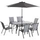 Outsunny 8-Piece Metal Outdoor Dining Set with Table Umbrella 84B-921CG