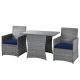 HONEY JOY 3-Pieces Wicker Patio Conversation Set Table and Chair Set with Navy Cushions TOPB005596