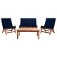 SAFAVIEH Chaston Natural 4-Piece Wood Patio Conversation Set with Navy Cushions PAT7044E
