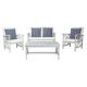 SAFAVIEH Fontana Gray 4-Piece Wood Patio Conversation Set with Beige Cushions PAT7008H