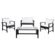 SAFAVIEH Krissy Black 4-Piece Wicker Patio Conversation Set with White Cushions PAT7711A