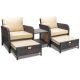 Cisvio Balcony Furniture 5-Piece PE Wicker Rattan Outdoor Set with Lounge Chairs and Sand Soft Cushions Dinggezong