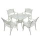 Kadehome White Frame 5-Piece Cast Aluminum Round Table with Umbrella Hole Bar Height Outdoor Dining Set KA-HS20CT-WH