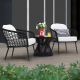 Nuu Garden 3-Piece Black Wicker Metal Outdoor Furniture Patio Conversation Set Stylish Balcony Porch Set with White Cushion SAS002-02