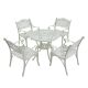 Kadehome White Frame 5-Piece Cast Aluminum Round Table with Umbrella Hole Bar Height Outdoor Dining Set KA-HS22CT-WH