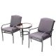 Cisvio 3-Piece Metal Outdoor Furniture, Patio Table and Chairs, Dinning Table and Chairs, Patio Conversation Set Grey 3 pieces set with cushion grey