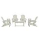 WESTIN OUTDOOR Laguna 7-Piece Fade Resistant Outdoor Patio HDPE Poly Plastic Folding Adirondack Chair Conversation Set in Sand 2001-AC4-CS2-CT-SD
