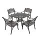 Kadehome Bronze Frame 5-Piece Cast Aluminum Round Table with Umbrella Hole Bar Height Outdoor Dining Set KH-HS02CT-BR