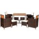 HONEY JOY 9-Piece Wood Outdoor Dining Set Conversation Furniture with White Removable Cushions TOPB003242