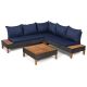 Gymax 4-Piece Acacia Wood Wicker Patio Furniture Set Rattan Conversation Set with Navy Cushions GYM09604