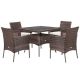 HONEY JOY 5 Piece Wicker Square Outdoor Dining Set Patio Conversation Set Chair & Glass Table with White Cushions TOPB004787