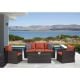 EDYO LIVING 4-Piece Wicker Patio Conversation Set with Orange Cushions HY3612DBOR