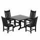 WESTIN OUTDOOR Hayes 5-Piece HDPE Plastic All Weather Outdoor Patio Square Trestle Table Dining Set with Side Chairs in Black OP3004-BK