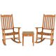 ANGELES HOME 3 Piece Wood Patio Conversation Set Eucalyptus Outdoor Rocking Chair Set with Coffee Table 8CK-63HW702