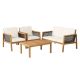 Costway 4-Pieces Wicker Patio Conversation Set Acacia Wood Sofa with Off White Cushions QD-G5D14-A4-AIT+