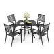 PHI VILLA 5-Piece Metal Outdoor Patio Dining Set with Elegant Stackable Chairs THD-S5-11903_I1