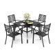 PHI VILLA 5-Piece Metal Outdoor Patio Dining Set with Elegant Stackable Chairs THD-S5-103_I1
