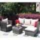 Nestfair 4-Piece Wicker Patio Conversation Set with Brown Cushions QH209002