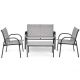 Alpulon Gray 4-Piece Metal Furniture Patio Conversation Set with Glass Top Coffee Table ZMWV154