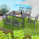 AECOJOY Black 7-Piece Aluminum Rectangular Table Outdoor Patio Dining Set 16081098BK-HD01