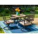PHI VILLA Black 5-Piece Metal Outdoor Patio Dining Set with Wood-Look Square Table and Swivel Chairs with Beige Cushion THD-S5-508
