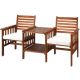 Alpulon 3-Piece Outdoor Wood Patio Conversation Set Acacia Wood Chair Coffee Table with White Cushions ZMWV209