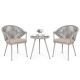 Nuu Garden 3-Piece Woven Rope Aluminum Patio Conversation Set Outdoor Bistro Set with Beige Cushion SRS101-BE