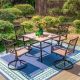 PHI VILLA Black 5-Piece Metal Outdoor Patio Dining Set with Square Table and Fashion Swivel Chairs HD-S5-510