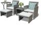Freestyle 6-Piece Wicker Grey Outdoor Patio Conversation Set with Two Side Tables, White Cushions VT-OC-008