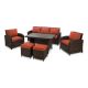 EDYO LIVING 6-Piece Wicker Patio Conversation Set with Orange Cushions CY1403-OR-0