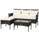 Alpulon 3-Piece Wicker Outdoor Sectional Conversation Set with 5 White Seat and Back Cushions ZMWV483