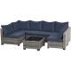 JUSKYS All-Weather 7-Piece Gray PE Wicker Patio Conversation Set with Navy Blue Cushions WTAH7002