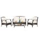 Alpulon 4-Pieces Rattan Wicker Outdoor Patio Conversation Set with Protective Cover and Beige Cushions ZMWV489
