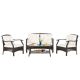 ANGELES HOME 4-Pieces Wicker Outdoor Patio Conversation Set with Off white Cushions and Protective Cover M9353+8HW6