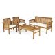 Alpulon 4-Piece Acacia Wood Outdoor Conversation Set with White Cushions ZMWV508