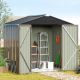 Patiowell 8 ft. W x 6 ft. D Outdoor Storage Brown Metal Shed with Sloping Roof and Double Lockable Door (44.5 sq. ft.) PAMS86BN