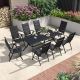 PURPLE LEAF 9-Piece Outdoor Patio Dining Set with Aluminum Frame Black Folding Chairs and Table PPL05-DS09-AJM-BK