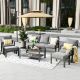 HOOOWOOO Walden Grey 6-Piece Wicker Metal Outdoor Patio Conversation Sofa Seating Set with a Coffee Table and Dark Grey Cushions WH206DG